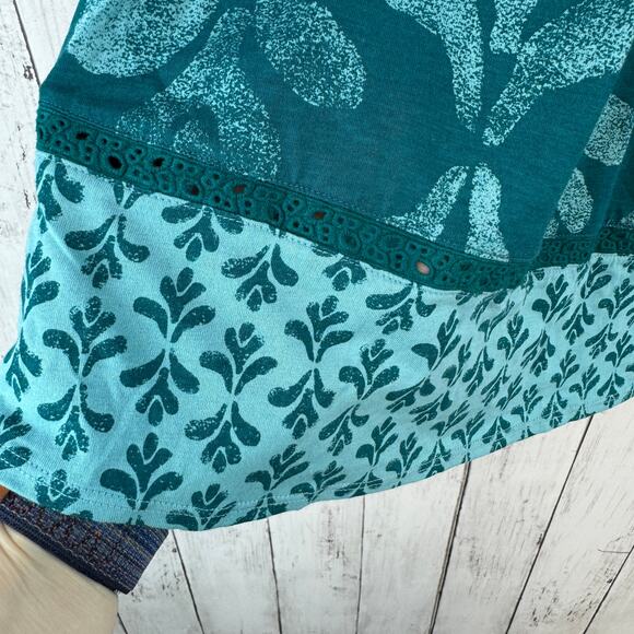 NWT Jimmy'z Dark Teal Floral Strapless A-Line Cotton-Blend Dress Size Small - Picture 7 of 12